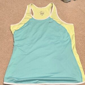 Nike Women's Turquoise and Yellow Tank Top